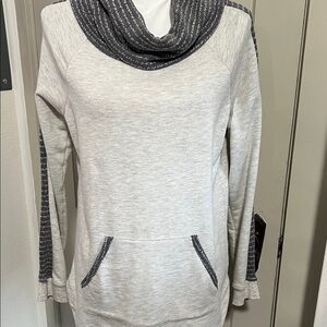 Maurices Light Gray and Charcoal Cowl Neck Sweater
